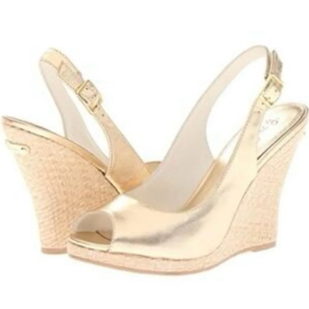 Lilly Pulitzer Kristen Wedge Sandals Women’s Metallic Gold Size 10